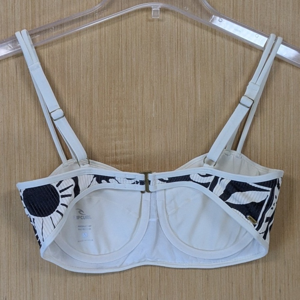 Rip Curl Womens Black White Tropical Ribbed Underwire Bikini Top Size M - Picture 2 of 5